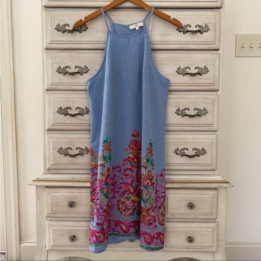 Blue Paisley Embroidered Dress